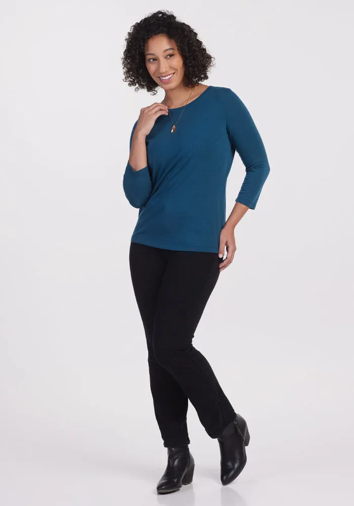 Jenny 3/4 Sleeve Crew Neck - Real Teal