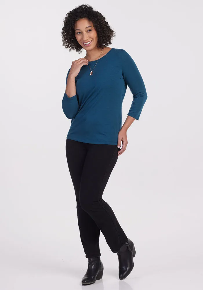 Jenny 3/4 Sleeve Crew Neck - Real Teal