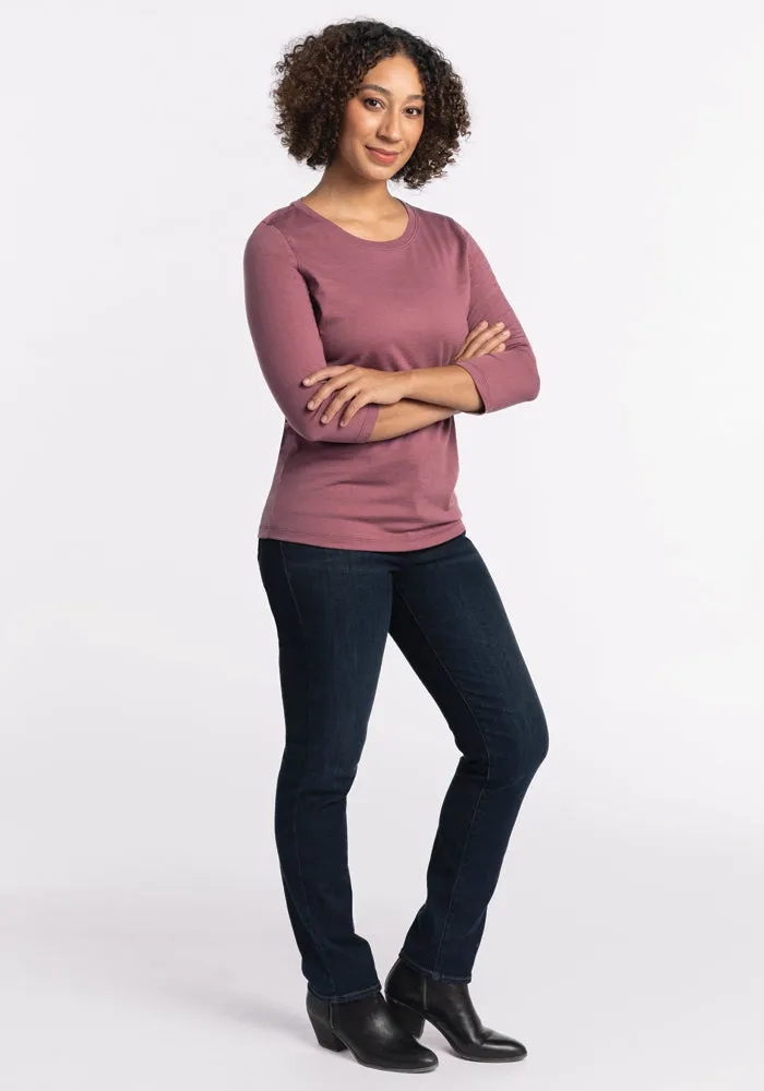 Jenny 3/4 Sleeve Crew Neck - Wild Ginger