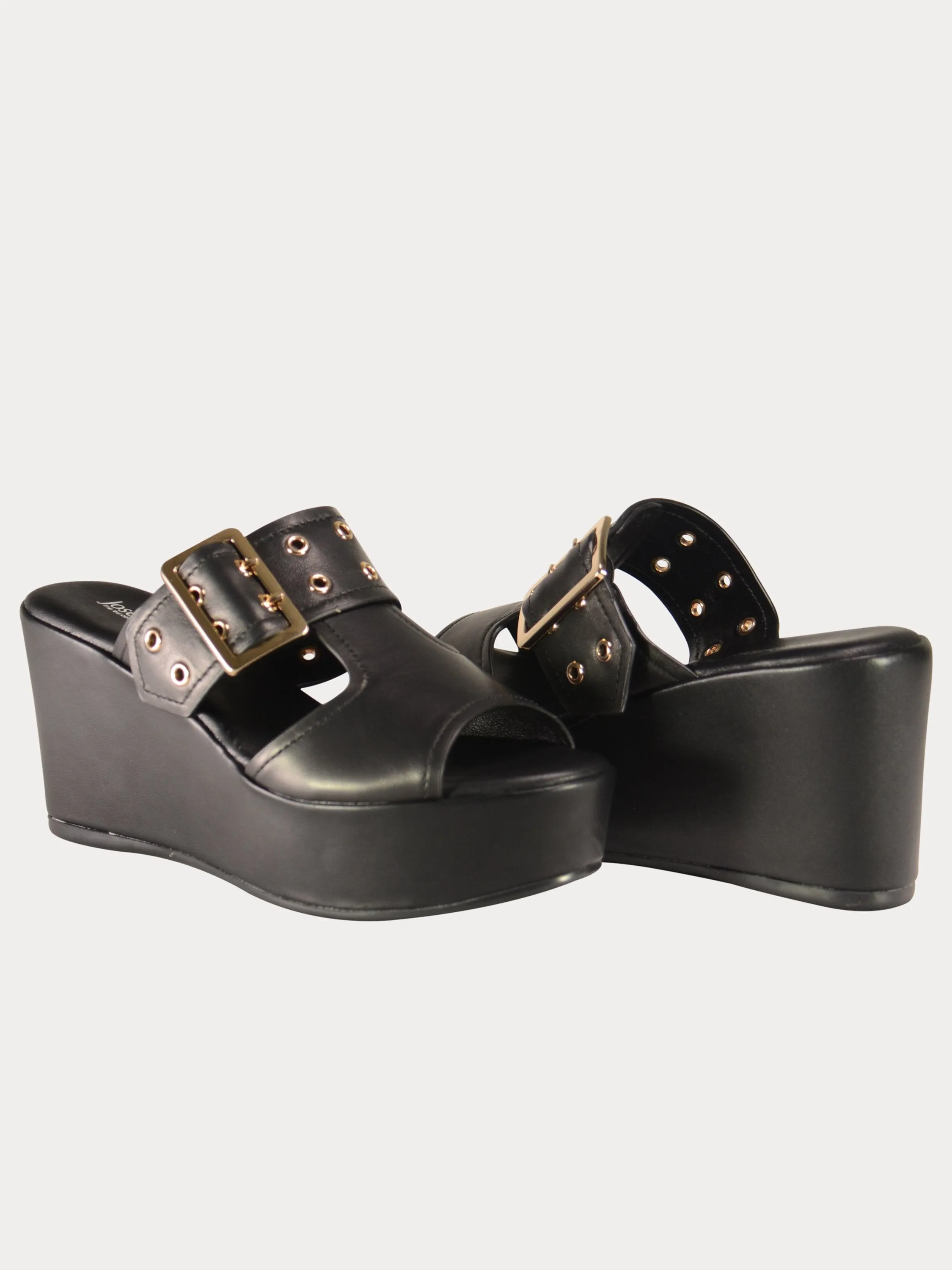 Josef Seibel Buckle Strap Leather Wedges