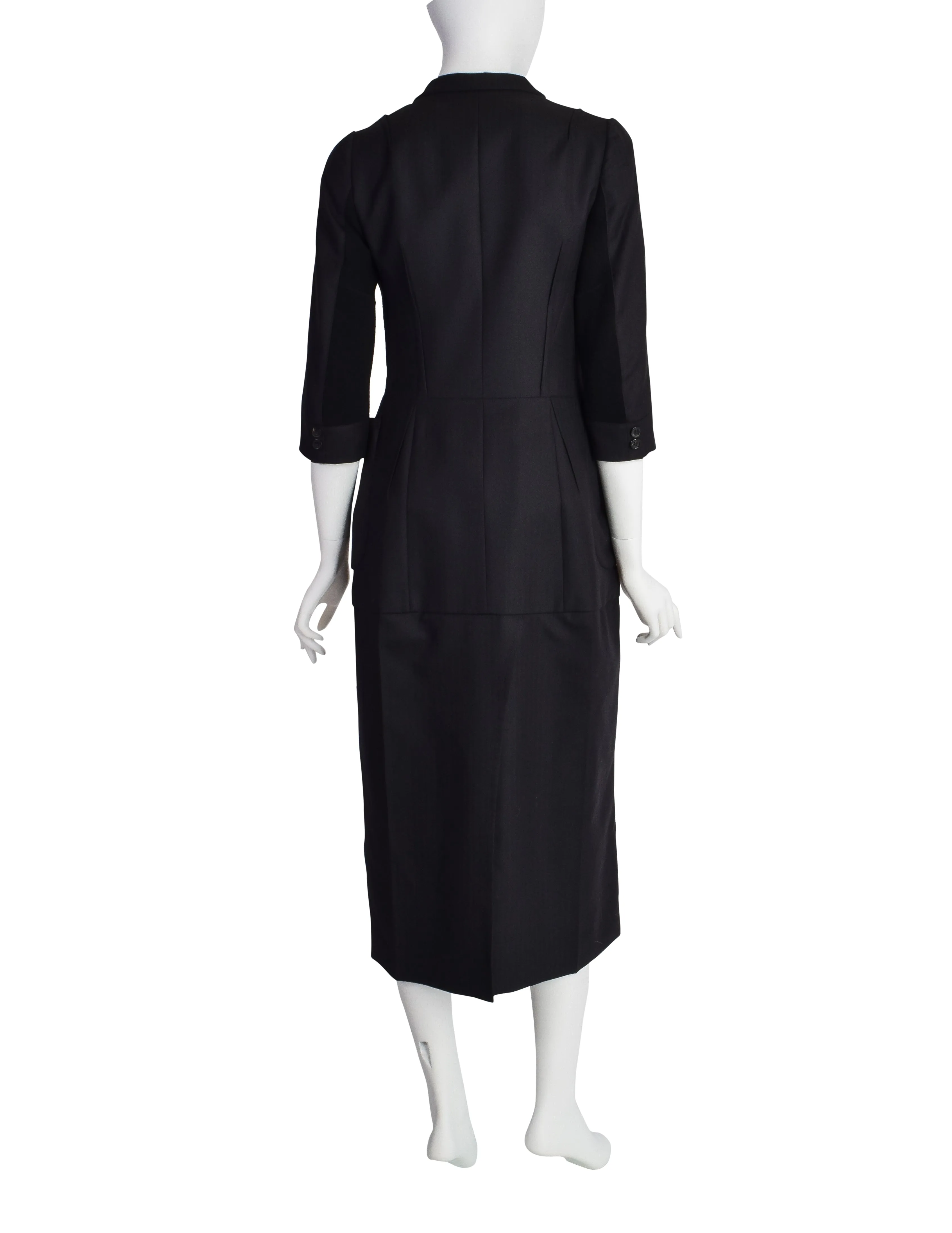 Junya Watanabe Comme des Garcons Vintage Black Tailored Deconstructed Coat Dress