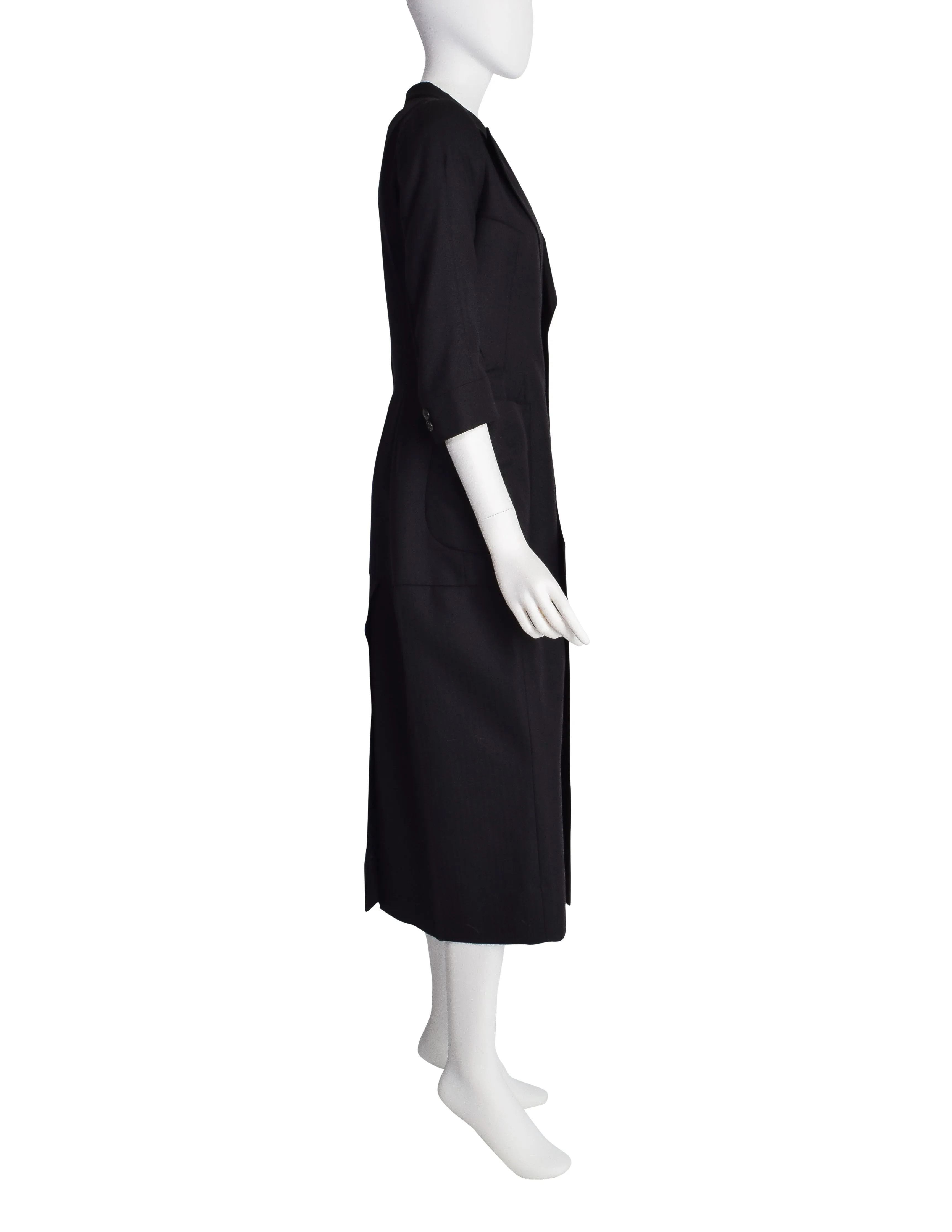 Junya Watanabe Comme des Garcons Vintage Black Tailored Deconstructed Coat Dress