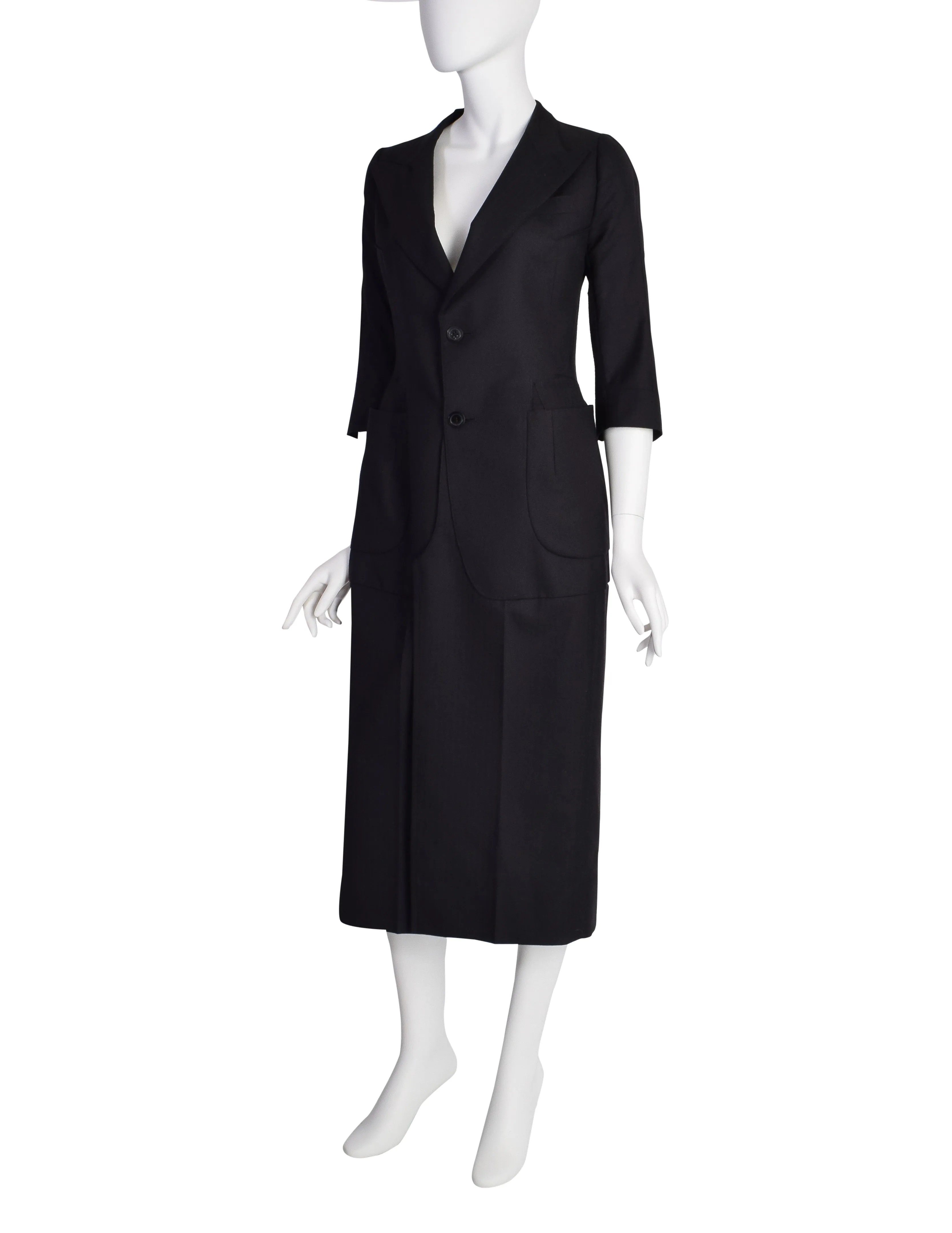 Junya Watanabe Comme des Garcons Vintage Black Tailored Deconstructed Coat Dress