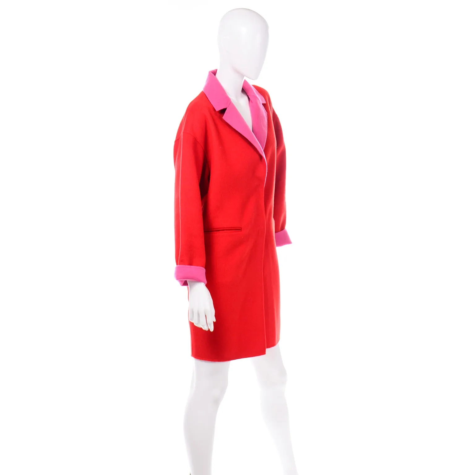 Kate Spade Add a Layer of Meaning Felted Wool Blend Red Coat With Pink Lining