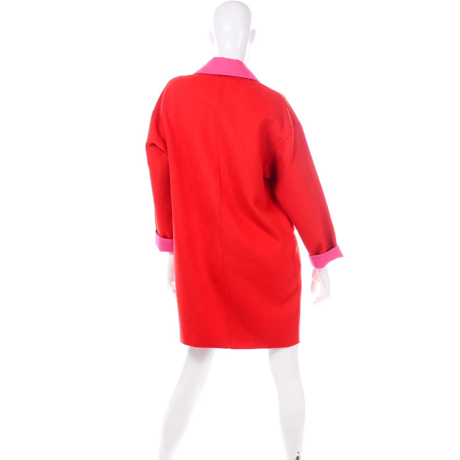 Kate Spade Add a Layer of Meaning Felted Wool Blend Red Coat With Pink Lining