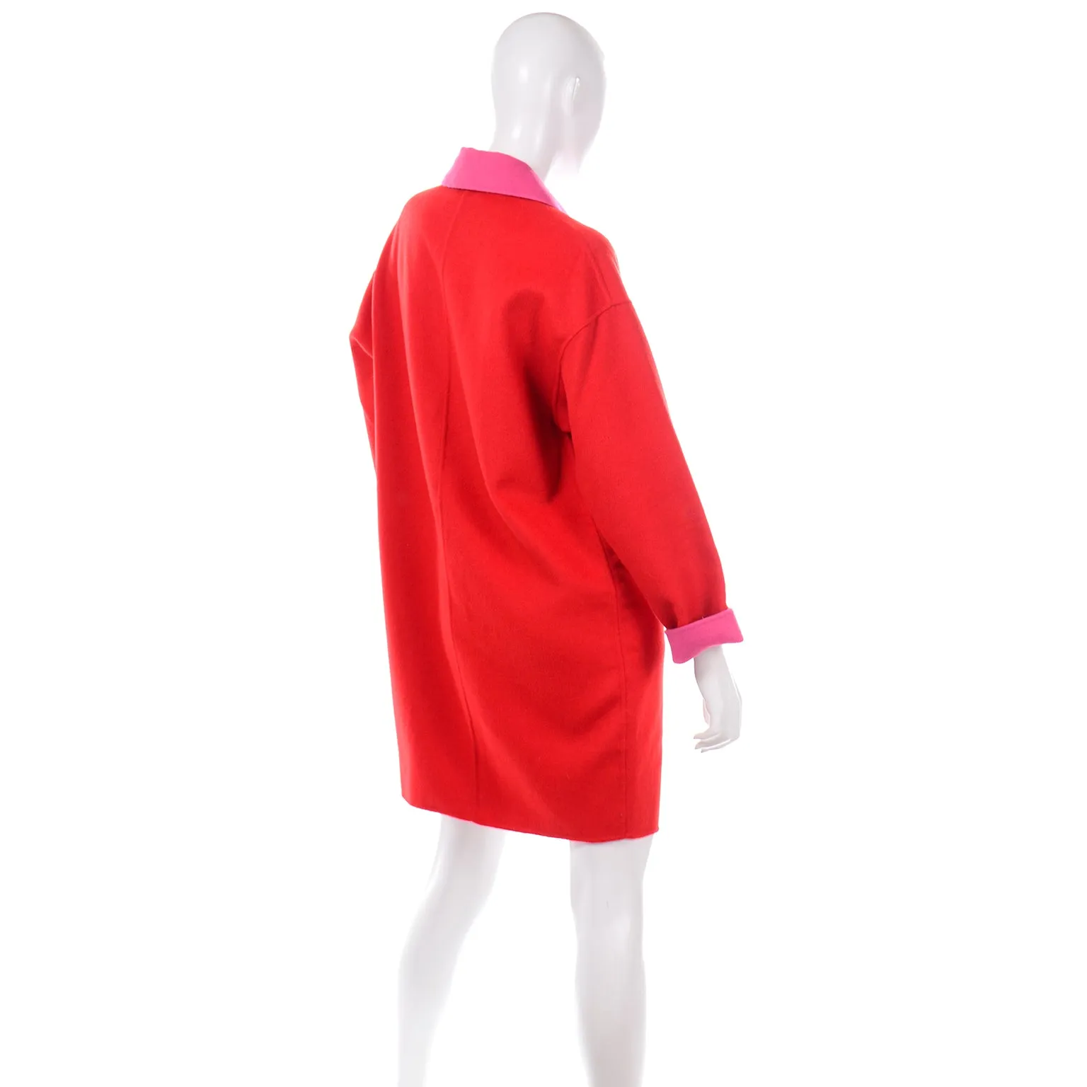 Kate Spade Add a Layer of Meaning Felted Wool Blend Red Coat With Pink Lining