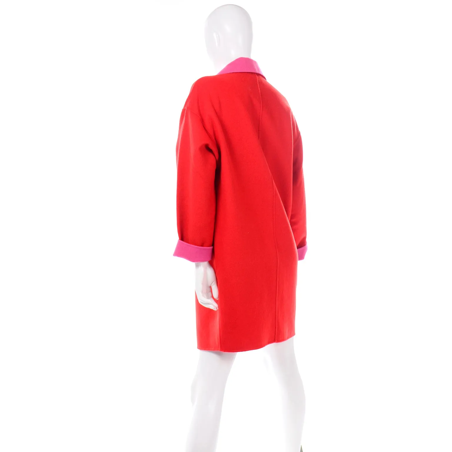 Kate Spade Add a Layer of Meaning Felted Wool Blend Red Coat With Pink Lining