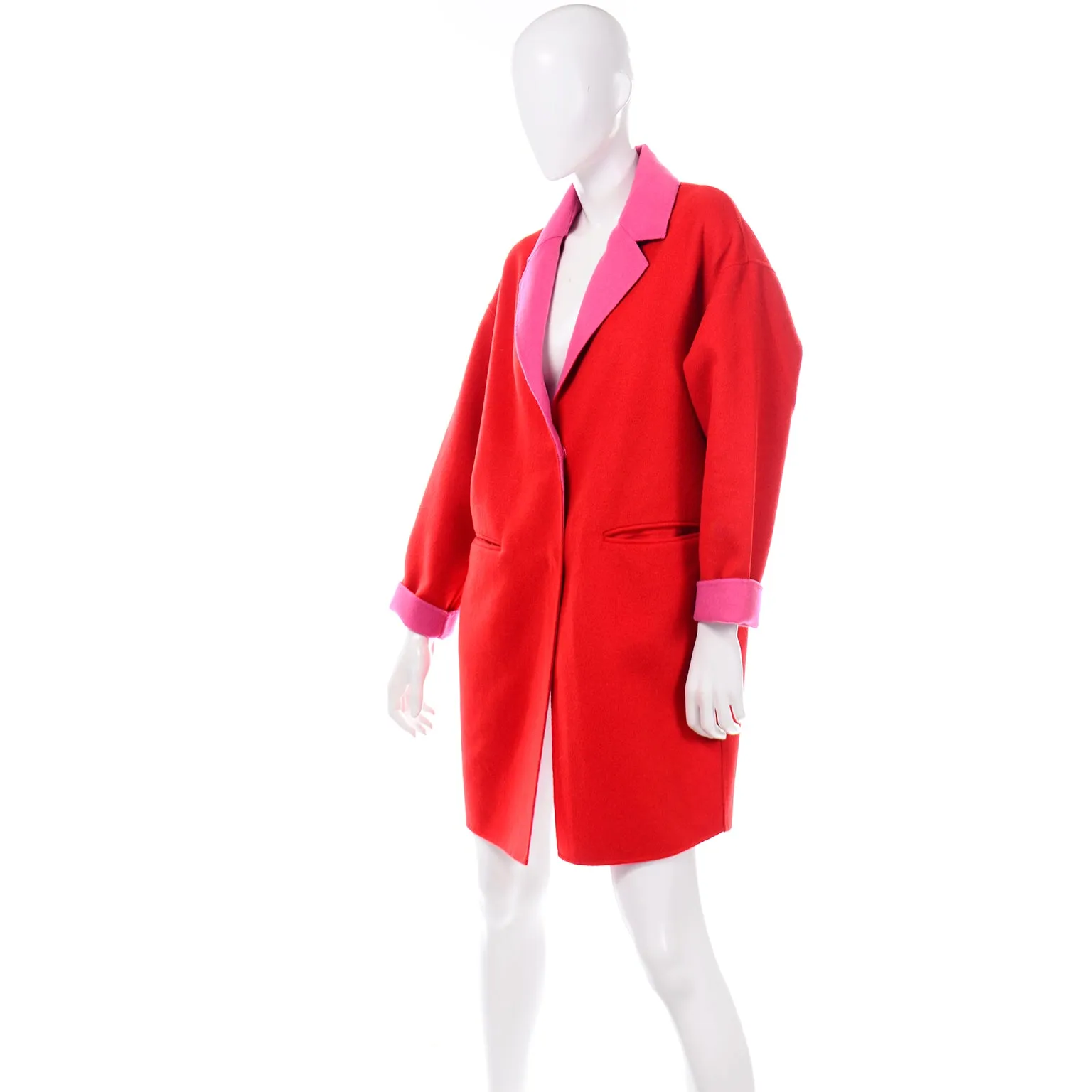 Kate Spade Add a Layer of Meaning Felted Wool Blend Red Coat With Pink Lining