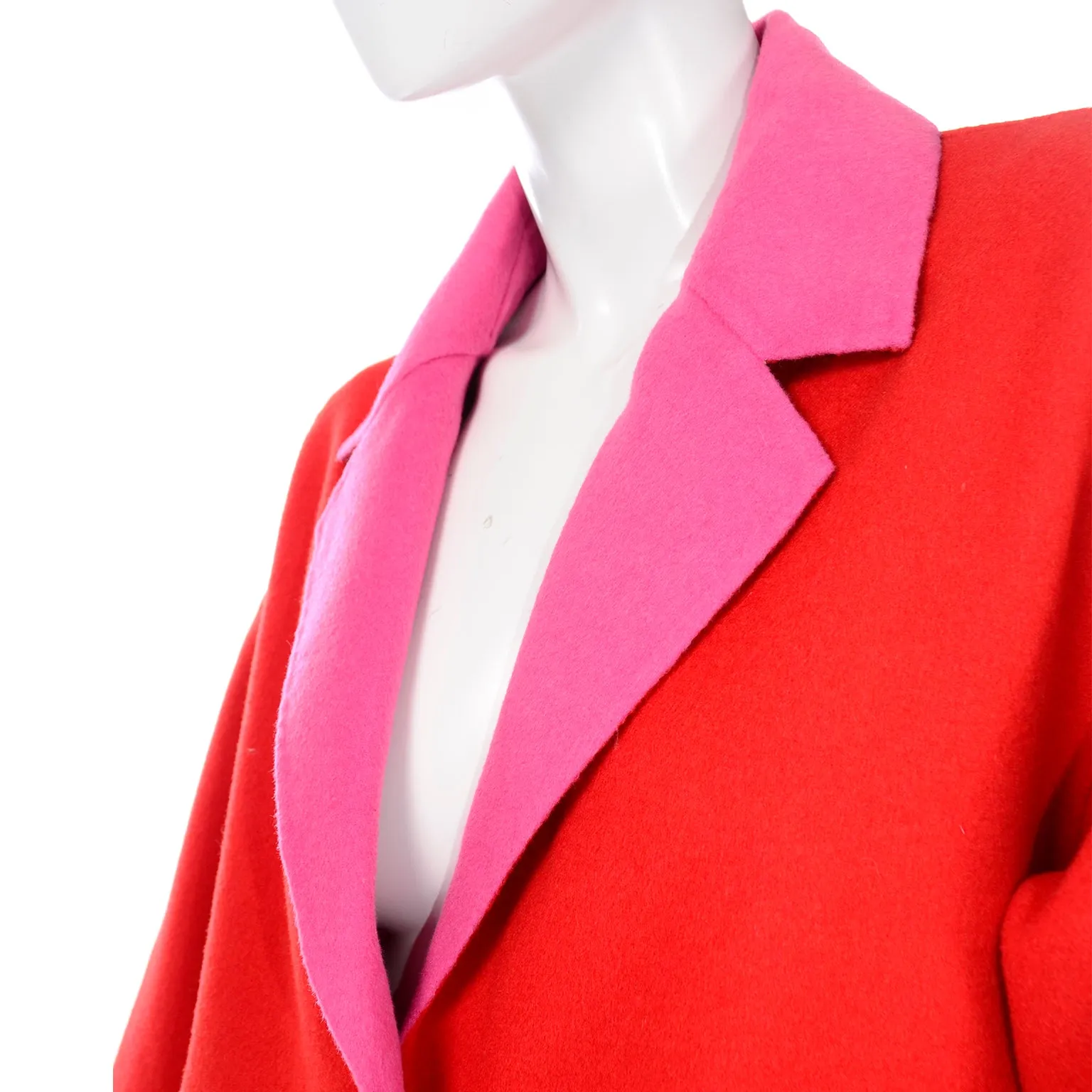 Kate Spade Add a Layer of Meaning Felted Wool Blend Red Coat With Pink Lining