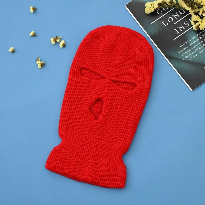 Keep Warm Three Holes Men Balaclava Knitted Hat Autumn Winter Outdoor Ride Unisex Hip Hop Women Ski Mask Beanie