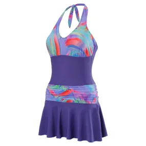 Kes-Vir(TM) Ladies Swim Dress Indigo Wave