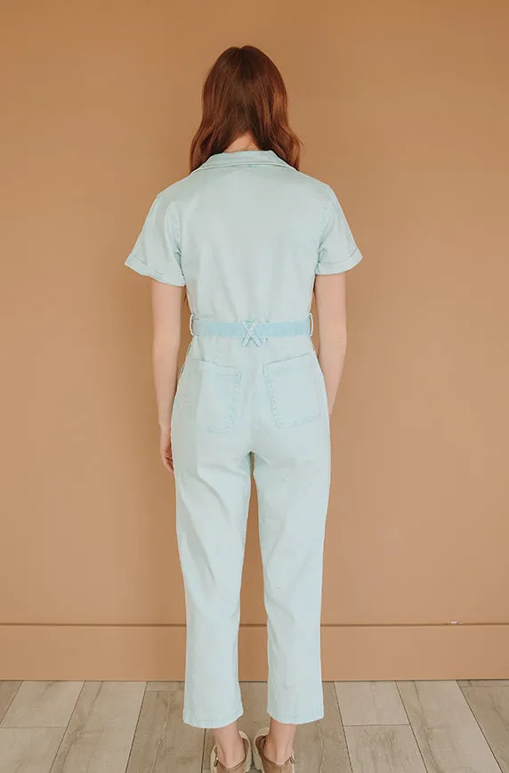 Kiss Me More Ice Blue Jumpsuit - Nursing Friendly - FINAL SALE