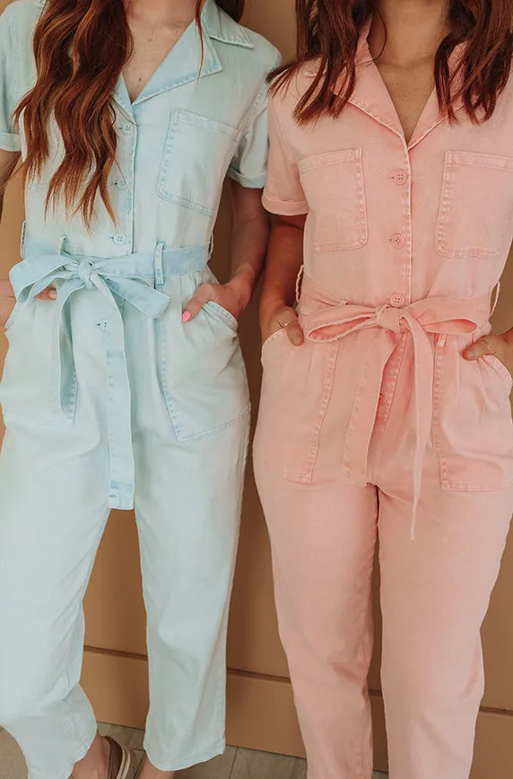 Kiss Me More Ice Blue Jumpsuit - Nursing Friendly - FINAL SALE