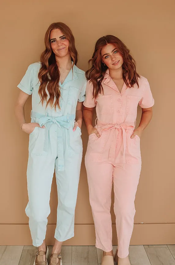 Kiss Me More Ice Blue Jumpsuit - Nursing Friendly - FINAL SALE