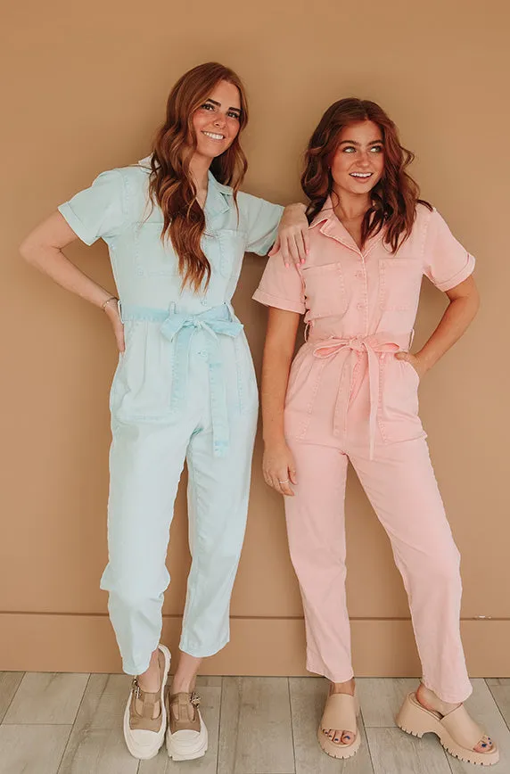 Kiss Me More Ice Blue Jumpsuit - Nursing Friendly - FINAL SALE