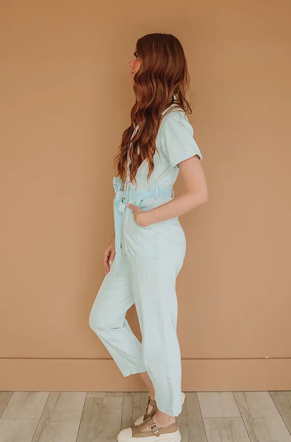 Kiss Me More Ice Blue Jumpsuit - Nursing Friendly - FINAL SALE