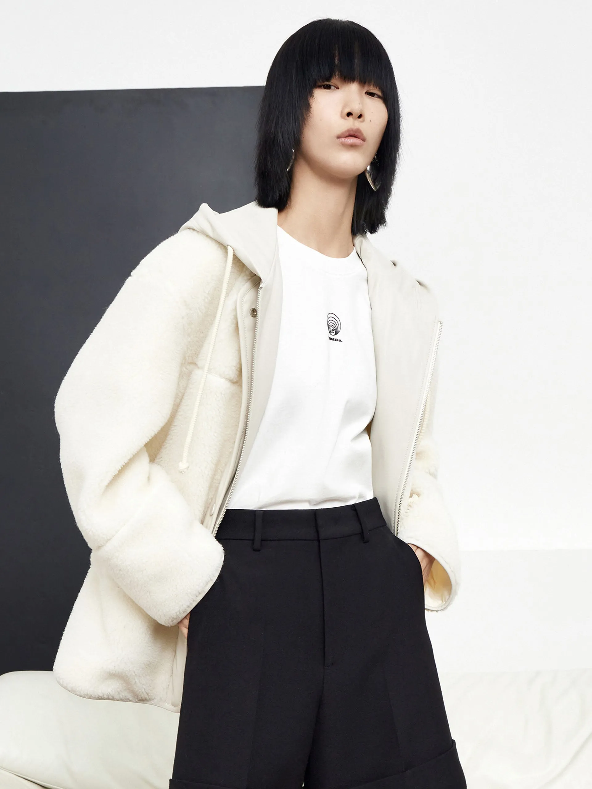 Lamb Wool Hooded Coat