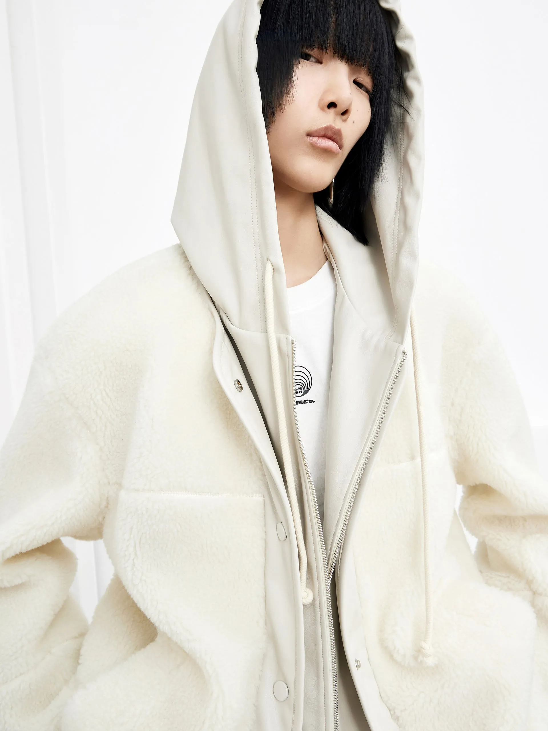 Lamb Wool Hooded Coat