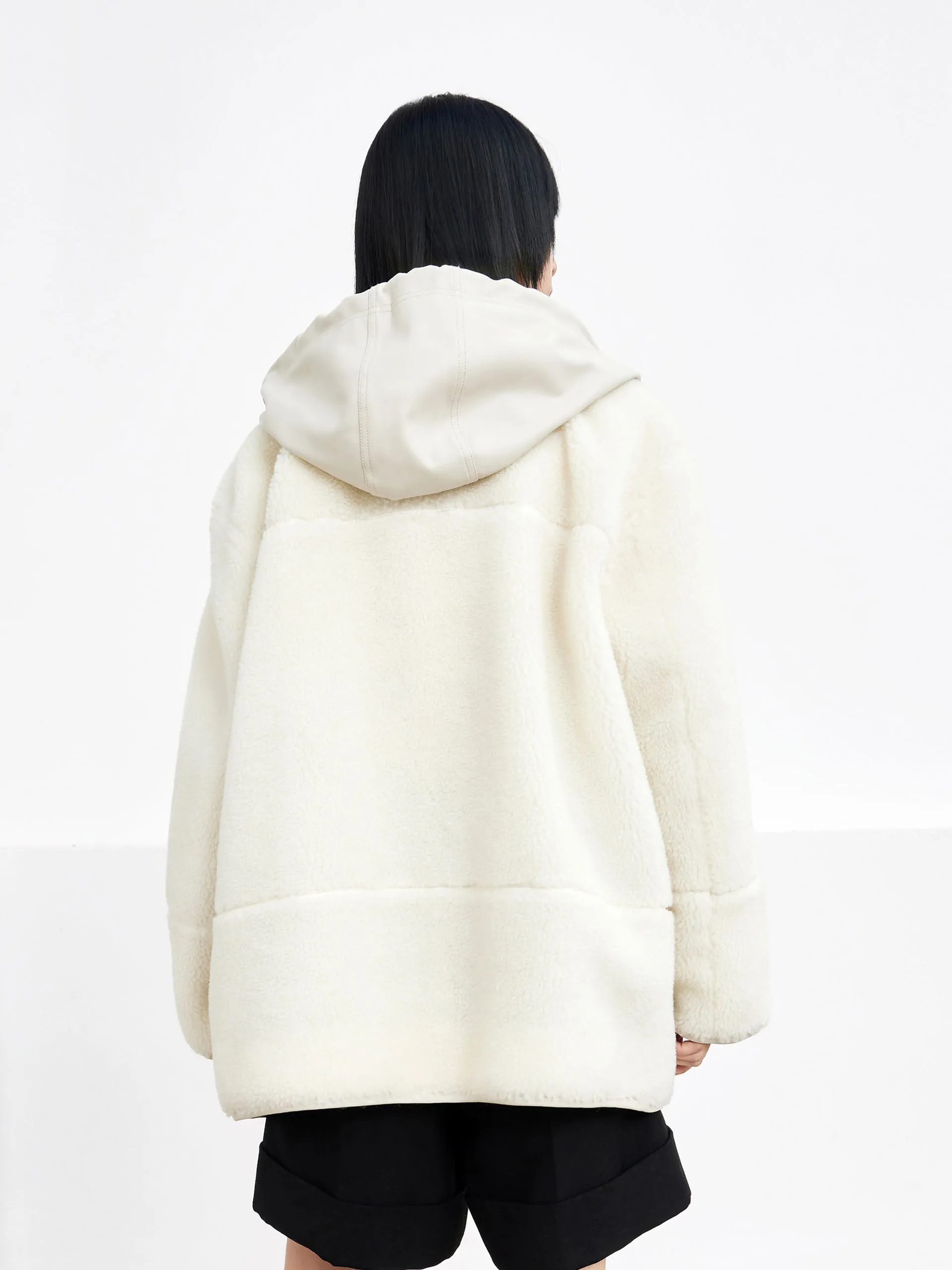 Lamb Wool Hooded Coat