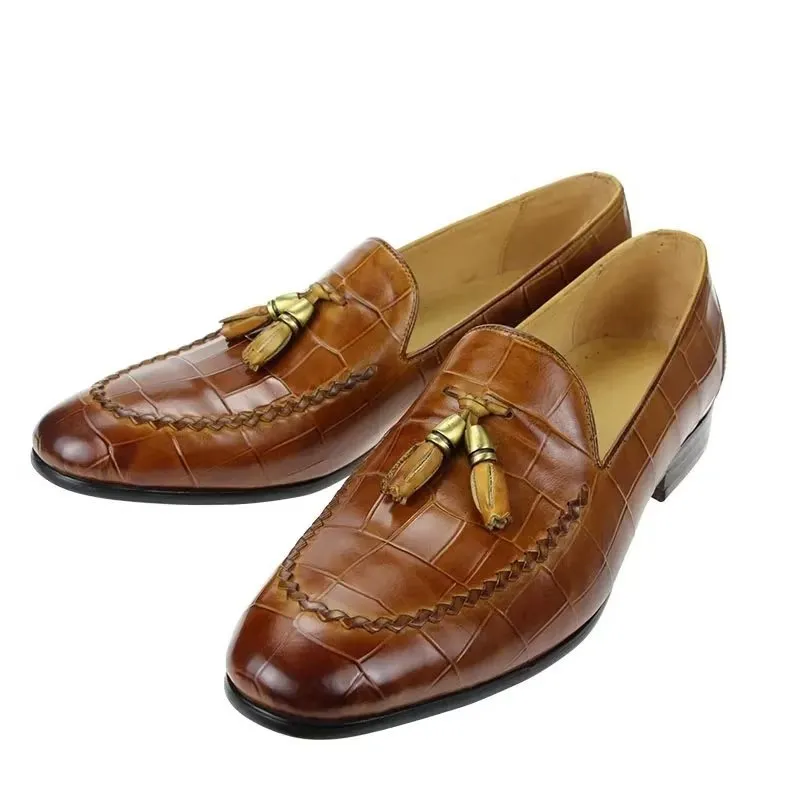 LeatherLuxe Croc Pattern Modish Slip On Loafers