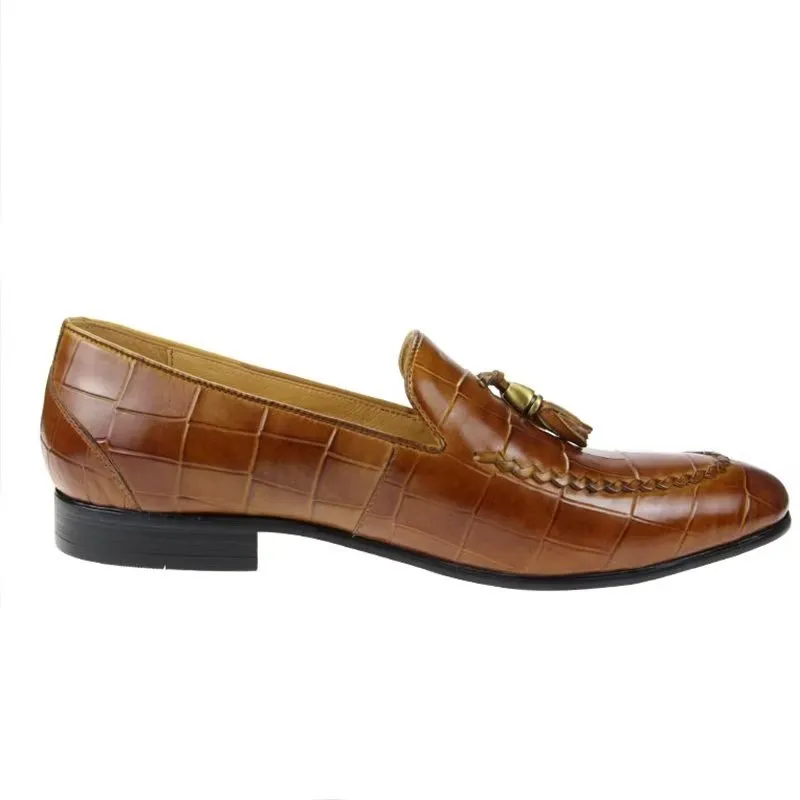 LeatherLuxe Croc Pattern Modish Slip On Loafers