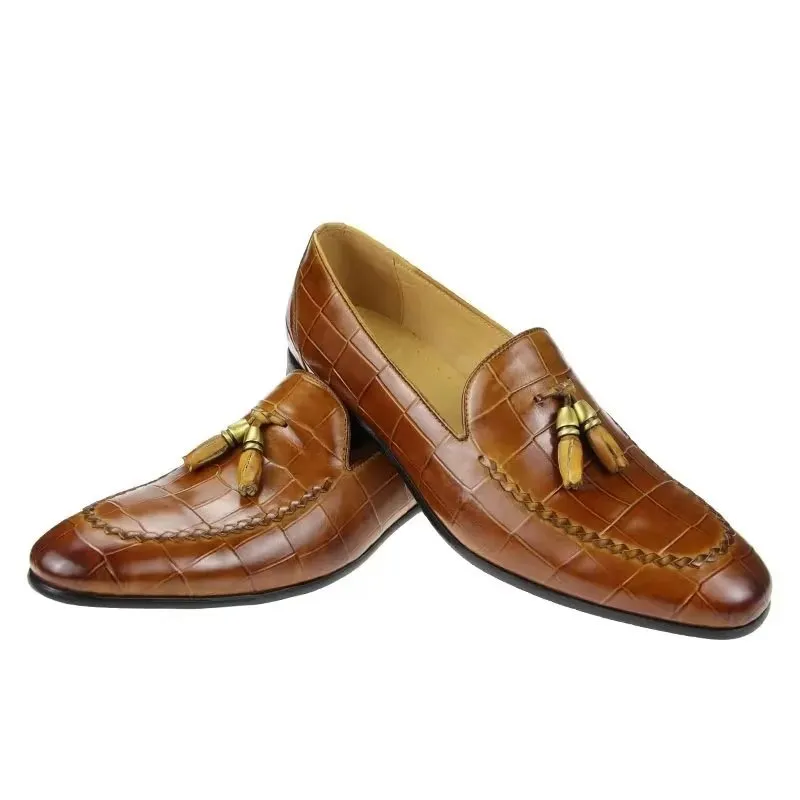 LeatherLuxe Croc Pattern Modish Slip On Loafers