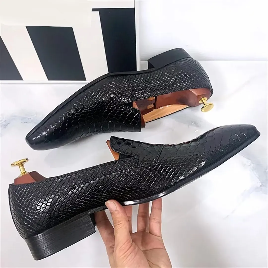 LeathLux Genuine Crocodile Pattern Sophisticated Slip-Ons 1