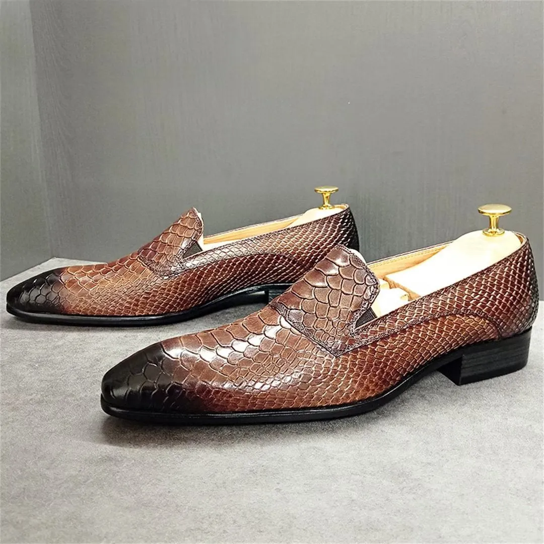 LeathLux Genuine Crocodile Pattern Sophisticated Slip-Ons 1