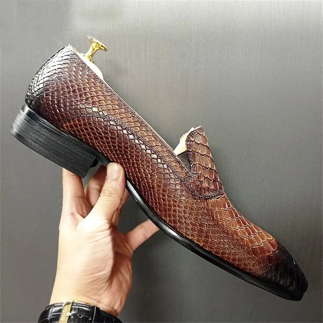 LeathLux Genuine Crocodile Pattern Sophisticated Slip-Ons 1