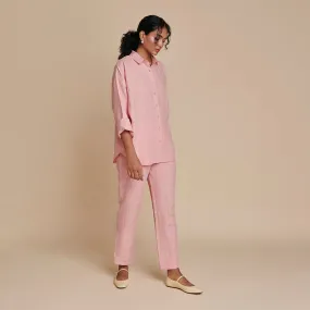 Linen Oversized Shirt for Women | Flared | Pink