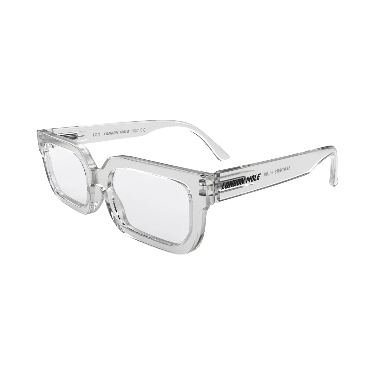 London Mole Icy Blue Blocker Glasses Transparent