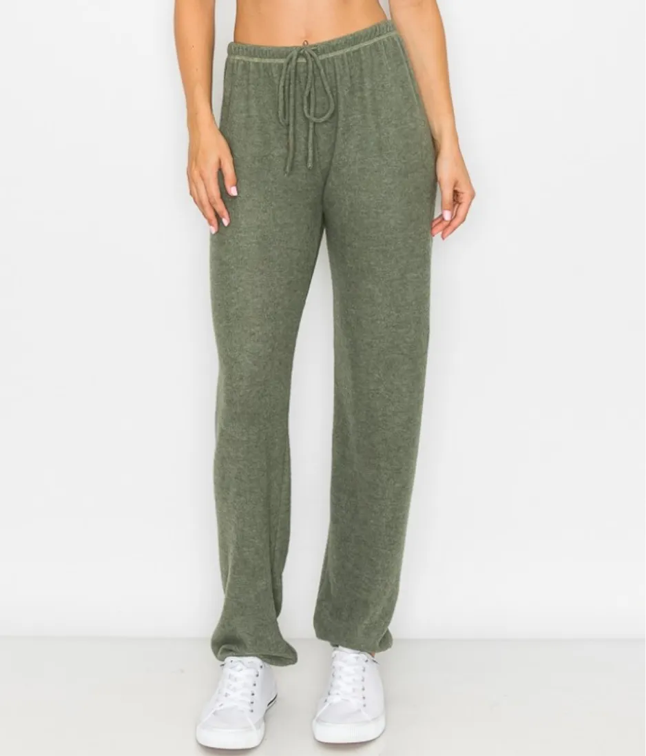 Lounge comfy and cozy pants with elastic drawstring pants with elastic at ankles- H. Navy