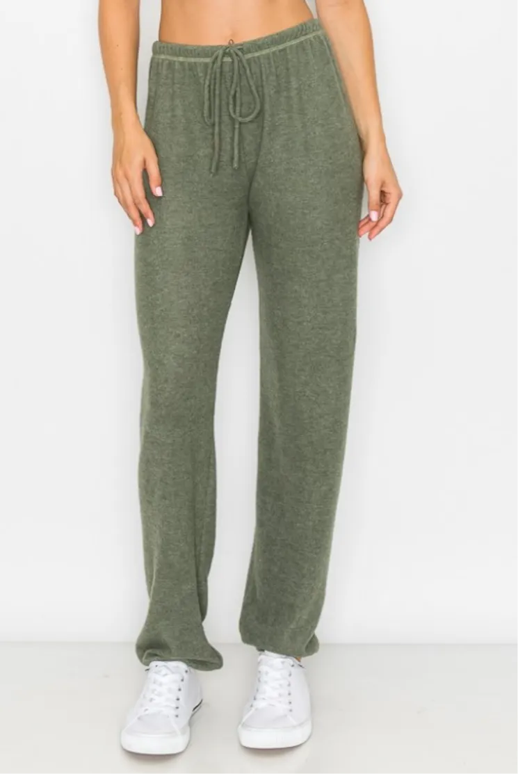 Lounge comfy and cozy pants with elastic drawstring pants with elastic at ankles- H. Navy