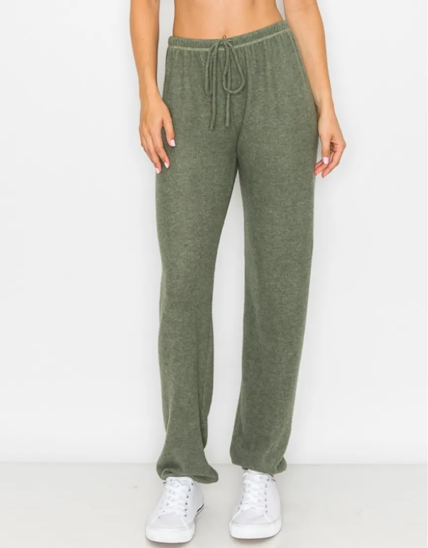 Lounge comfy and cozy pants with elastic drawstring pants with elastic at ankles- H. Navy