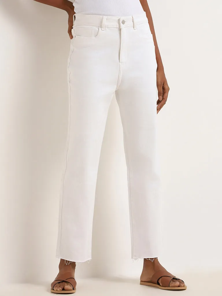 LOV White Mid-Rise Straight-Leg Jeans