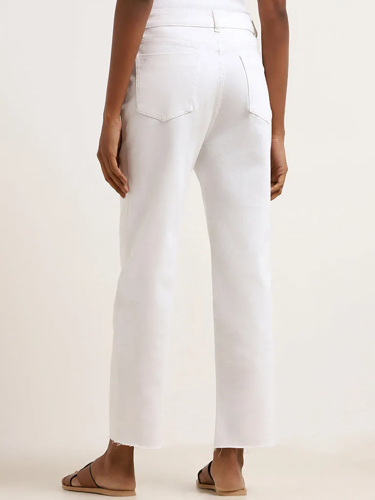 LOV White Mid-Rise Straight-Leg Jeans