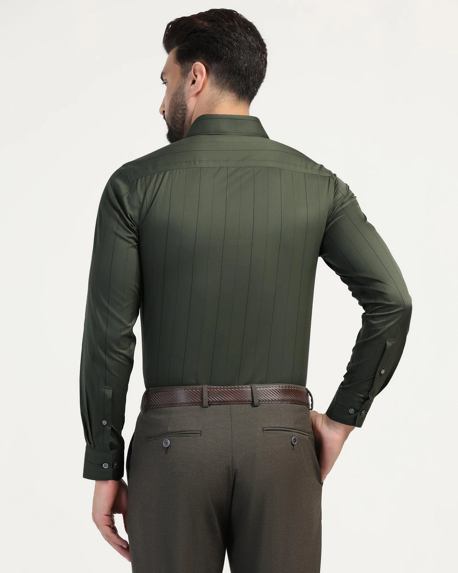 Luxe Formal Olive Stripe Shirt - Delta