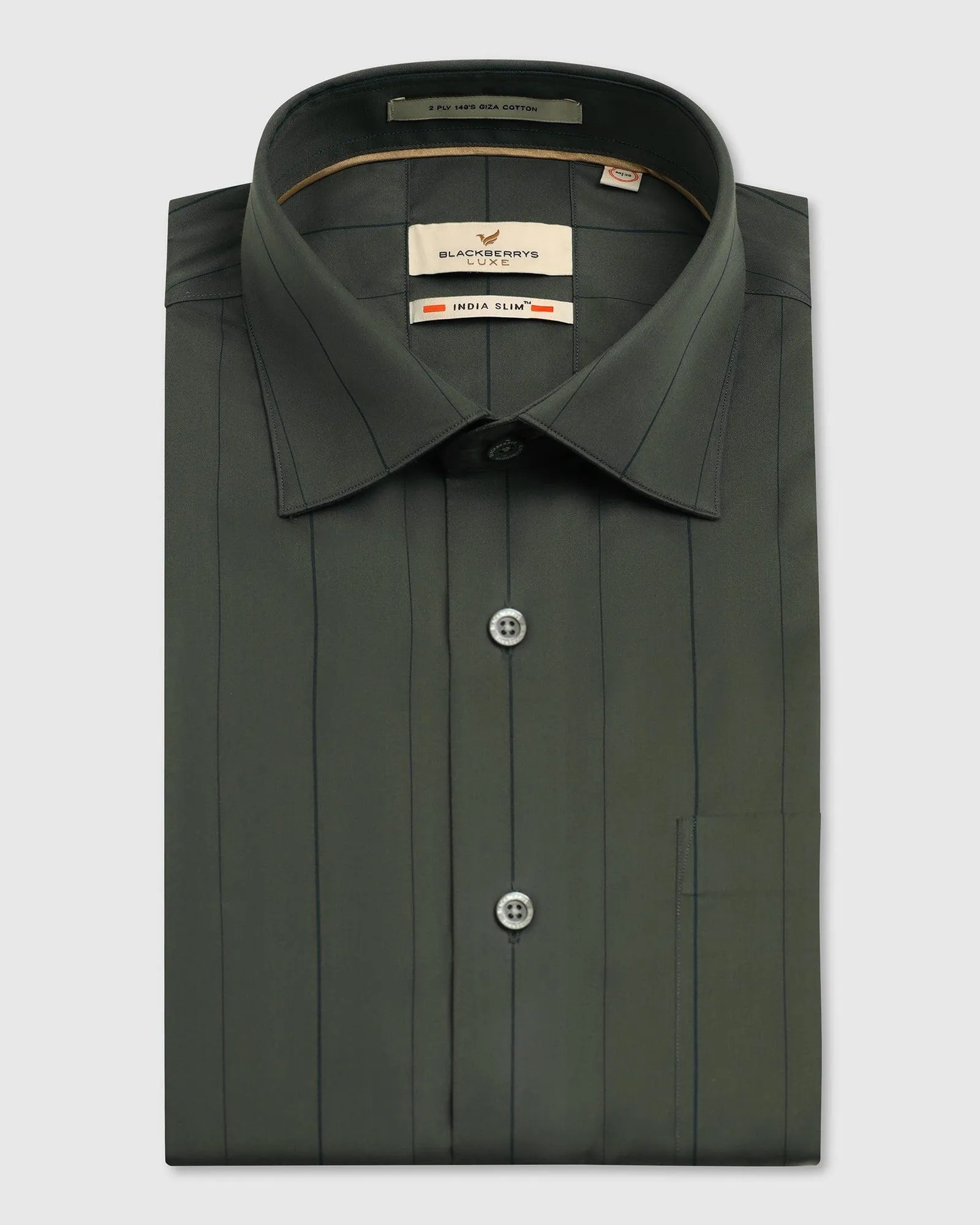 Luxe Formal Olive Stripe Shirt - Delta