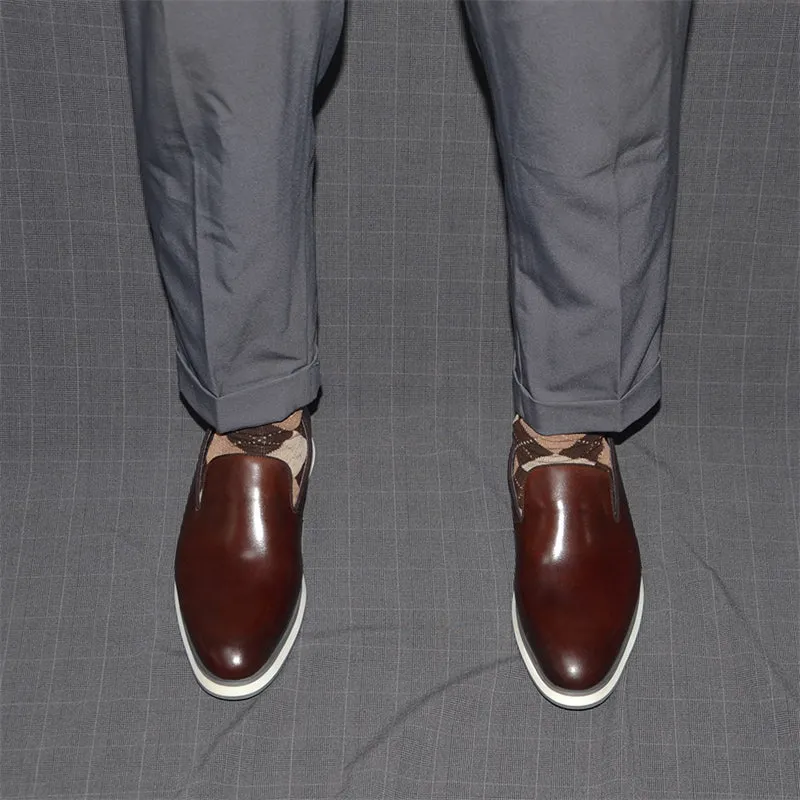 Luxe Leather Slip-on Brogue Dress Shoes