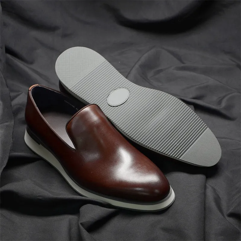 Luxe Leather Slip-on Brogue Dress Shoes