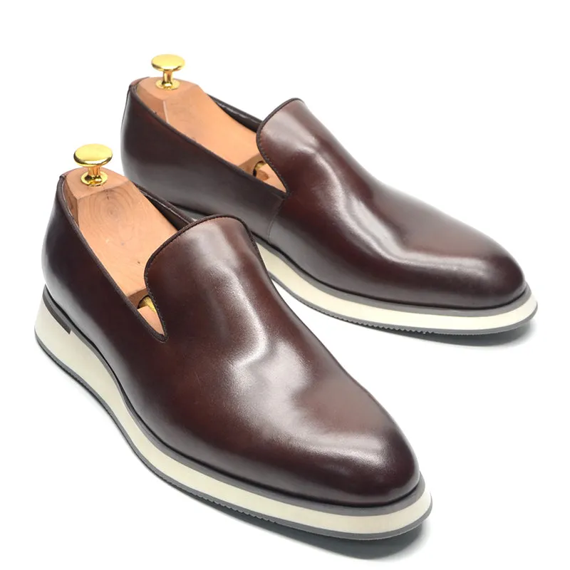 Luxe Leather Slip-on Brogue Dress Shoes