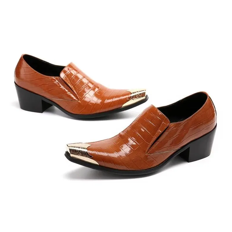 LuxeLeather CrocSlip Elegant Dress Shoes