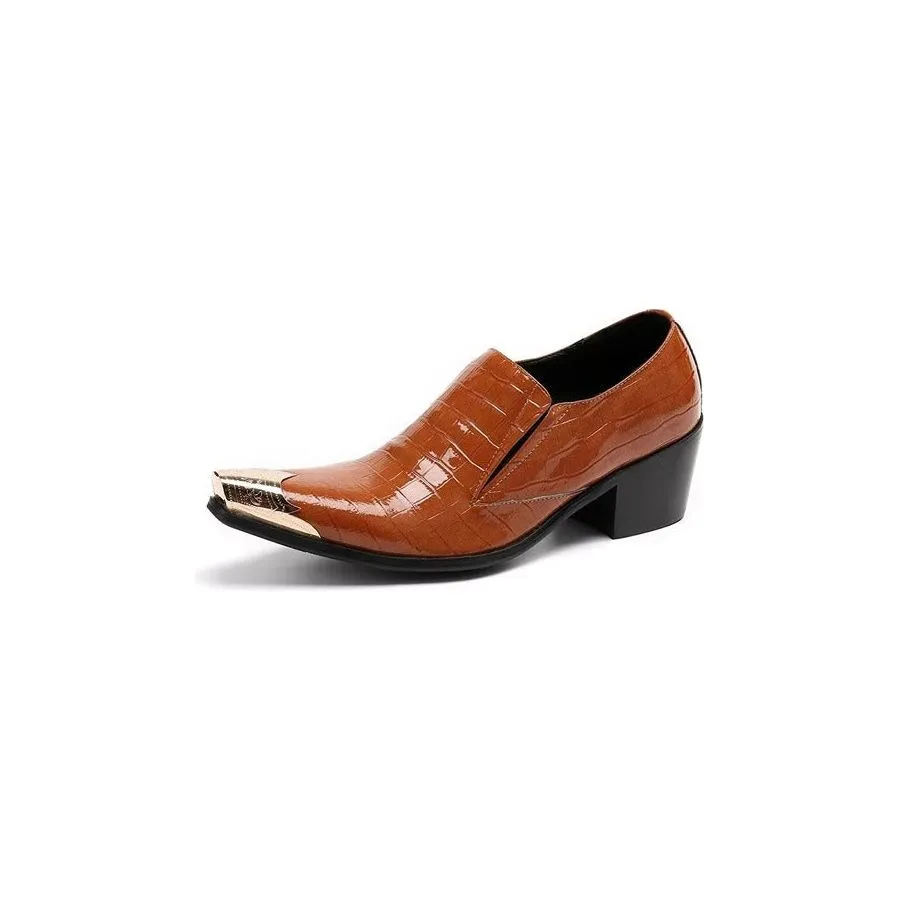 LuxeLeather CrocSlip Elegant Dress Shoes