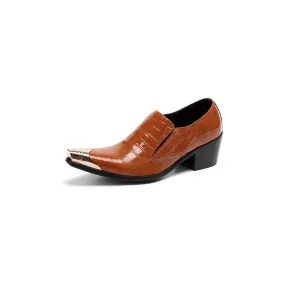 LuxeLeather CrocSlip Elegant Dress Shoes