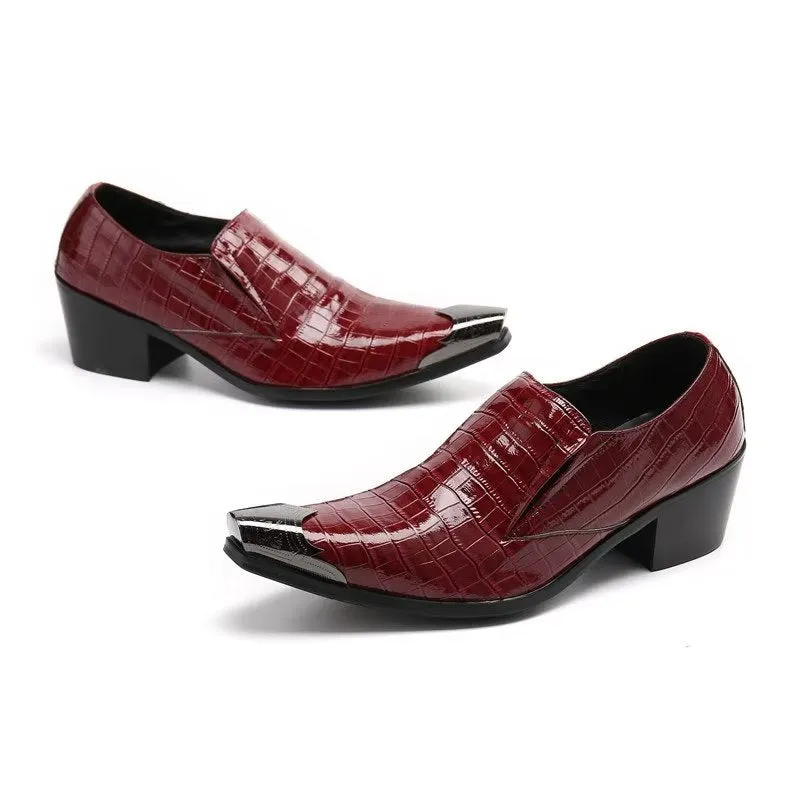 LuxeLeather CrocSlip Elegant Dress Shoes