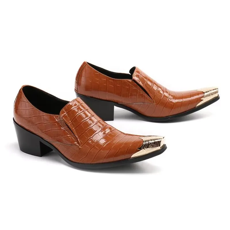 LuxeLeather CrocSlip Elegant Dress Shoes