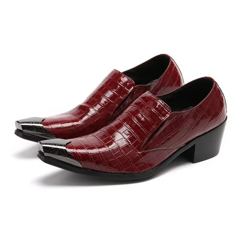 LuxeLeather CrocSlip Elegant Dress Shoes