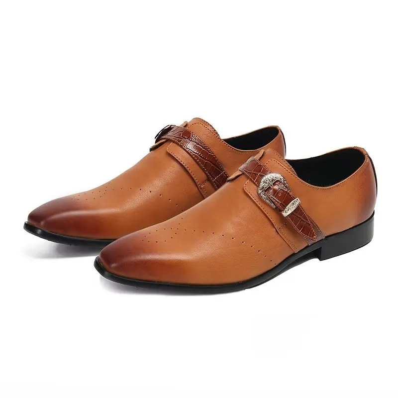 LuxeLeather Monkstraps: Elegant Slip-Ons with Genuine Leather