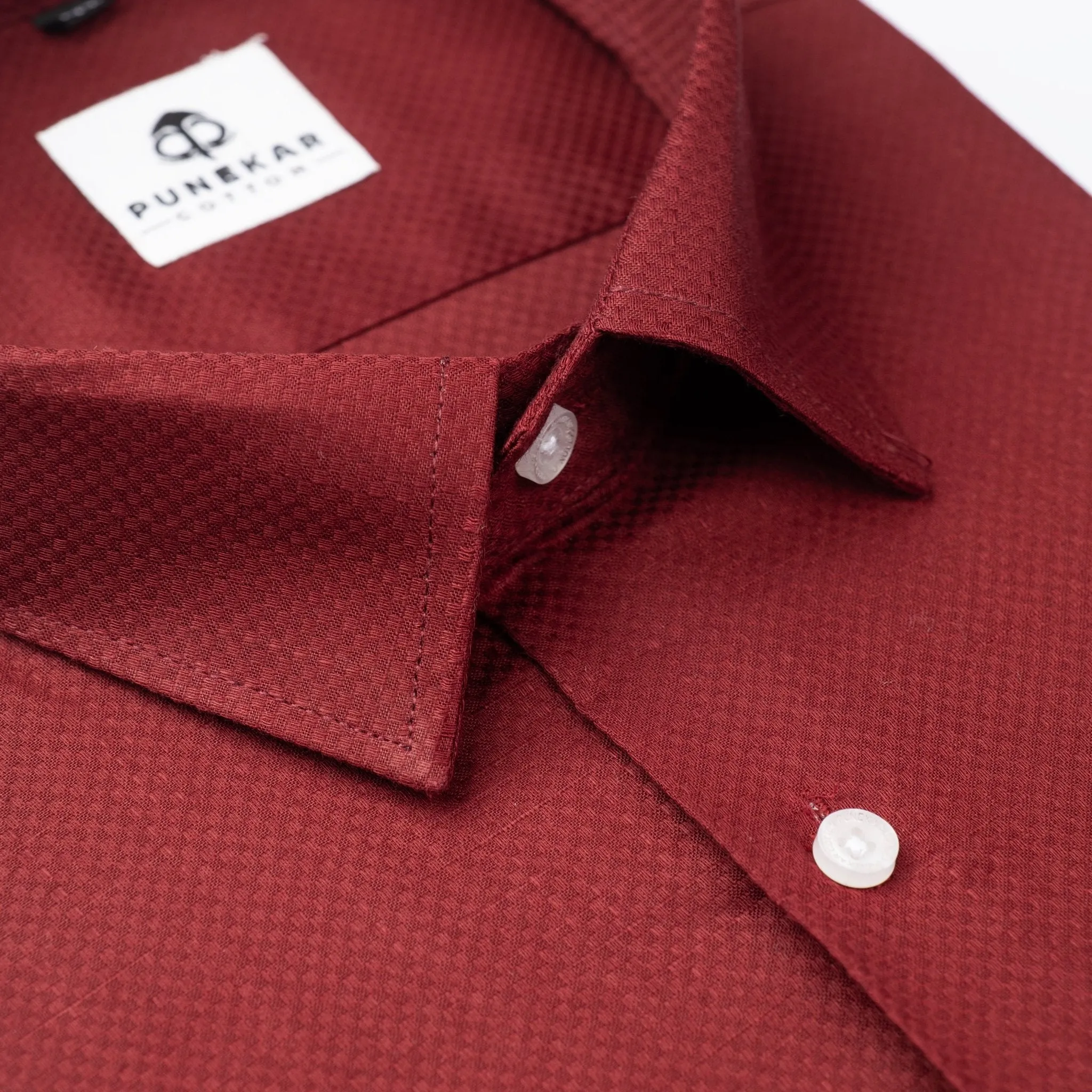 Maroon Color Dobby Cotton Shirt For Men