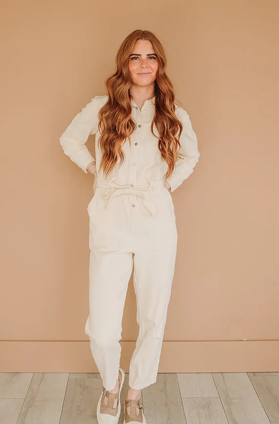 Melbourne Vanilla Utility Jumpsuit - Nursing Friendly - FINAL SALE